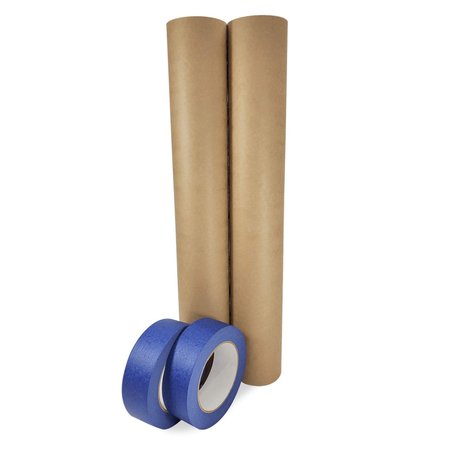 IDL PACKAGING 18in x 60 yd Masking Paper and 1 1/2in x 60 yd Painters Masking Tape, for Covering, 2PK 2x GPH-18, 4463-112